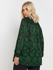 Yours Curve Green Jewel Tie Neck Blouse - Image 3 of 5