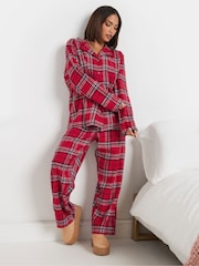 PixieGirl Petite Red 100% Cotton Check Pyjamas Set - Image 1 of 5
