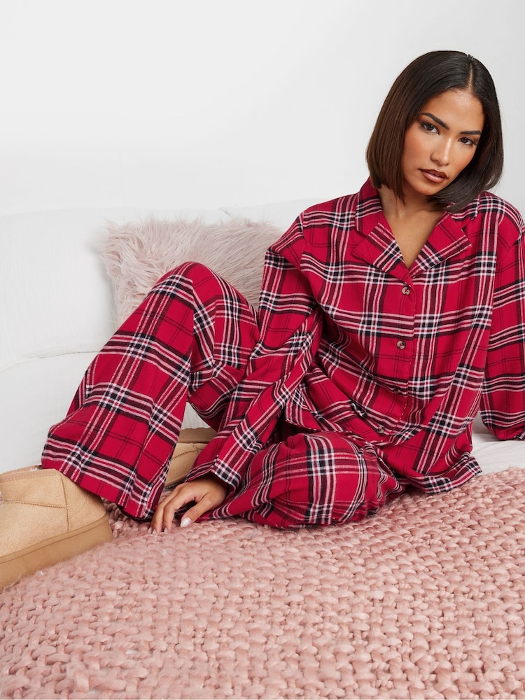 PixieGirl Petite Red 100% Cotton Check Pyjamas Set - Image 2 of 5