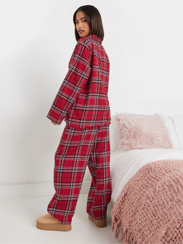 PixieGirl Petite Red 100% Cotton Check Pyjamas Set - Image 3 of 5