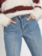 PixieGirl Petite Blue Twisted Seam Kick Flare Jeans - Image 4 of 5