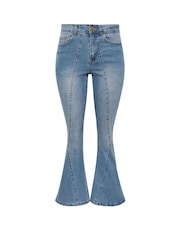 PixieGirl Petite Blue Twisted Seam Kick Flare Jeans - Image 5 of 5