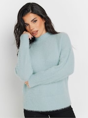 PixieGirl Petite Blue Fluffy Crew Neck Jumper - Image 1 of 6