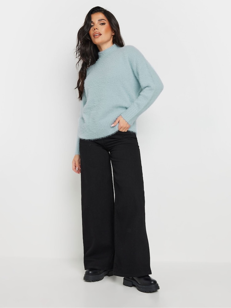 PixieGirl Petite Blue Fluffy Crew Neck Jumper - Image 2 of 6