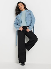 PixieGirl Petite Blue Fluffy Crew Neck Jumper - Image 3 of 6