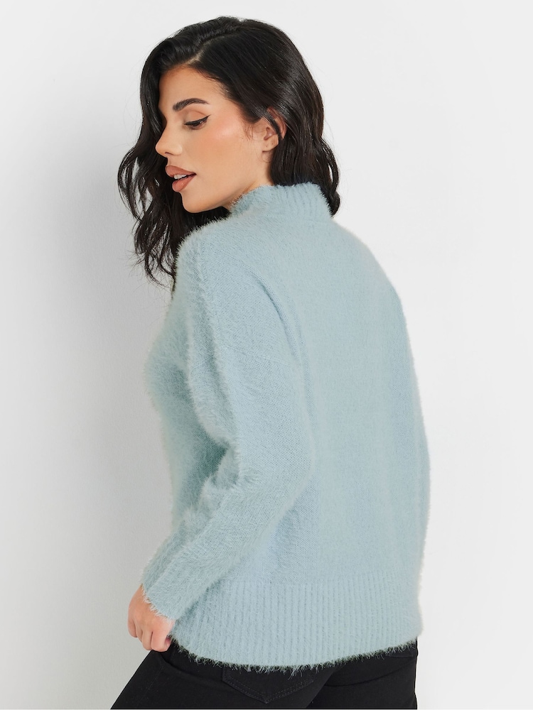 PixieGirl Petite Blue Fluffy Crew Neck Jumper - Image 4 of 6