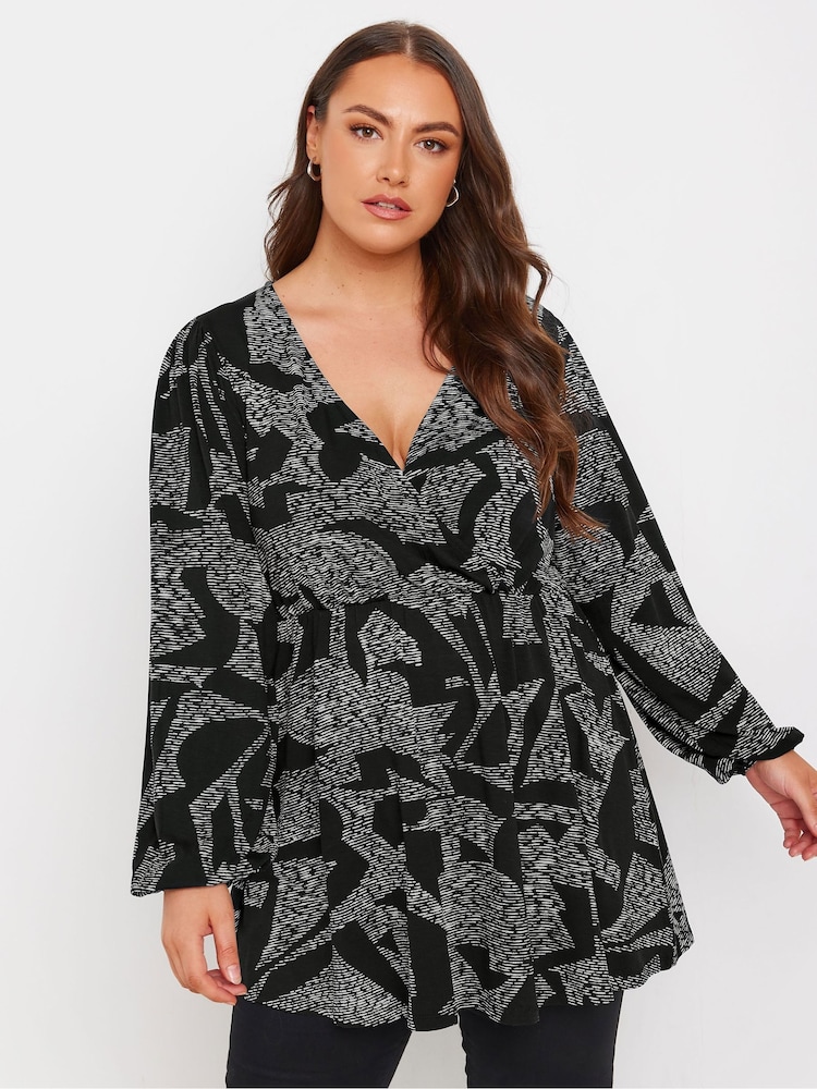 Yours Curve Long Sleeve Wrap Top - Imagen 1 de 5