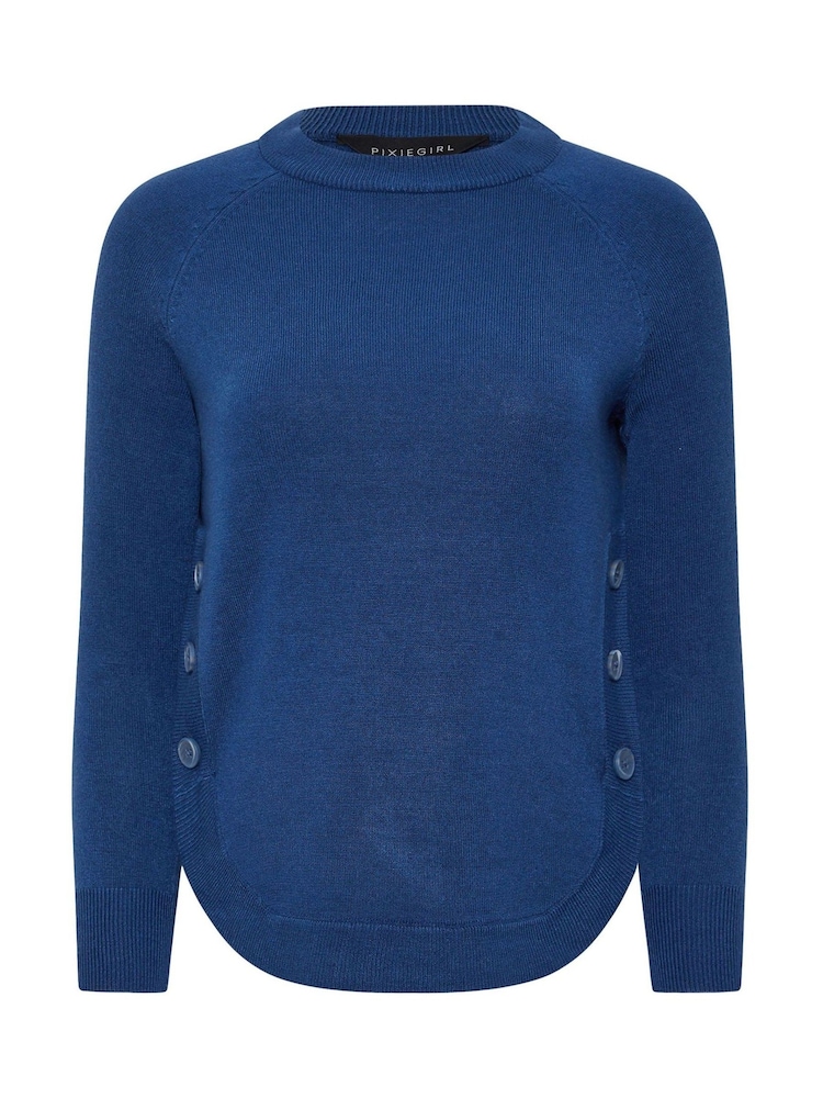 PixieGirl Petite Blue Side Button Jumper - Image 5 of 5
