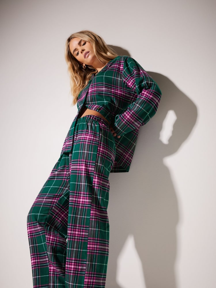 PixieGirl Petite Pink 100% Cotton Check Pyjamas Set - Image 3 of 6