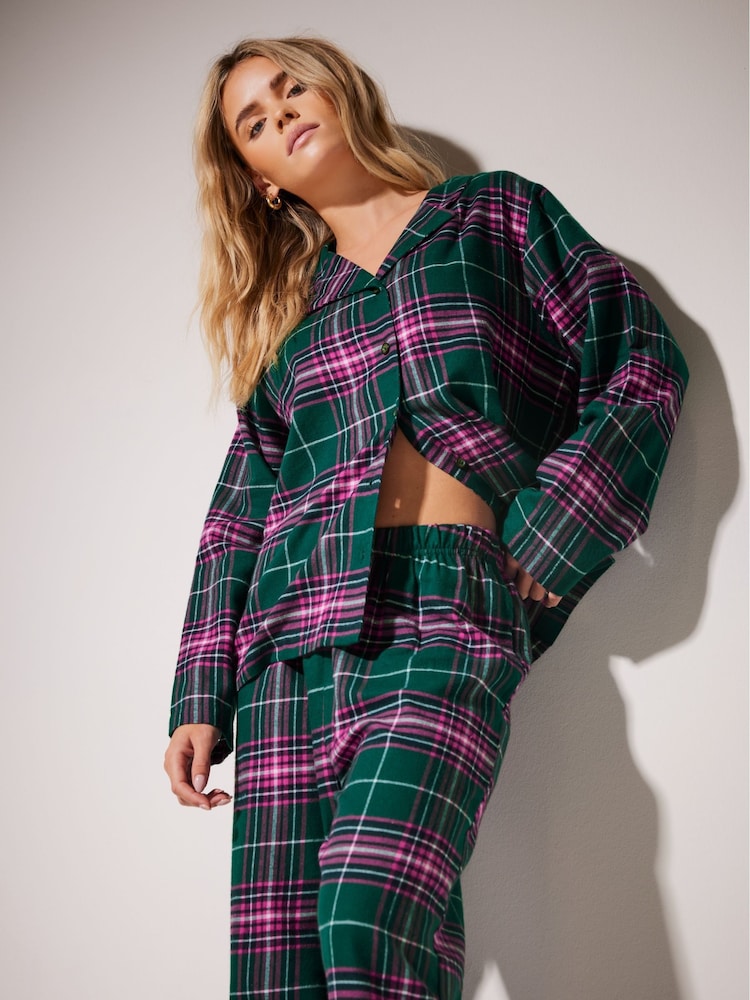 PixieGirl Petite Pink 100% Cotton Check Pyjamas Set - Image 4 of 6