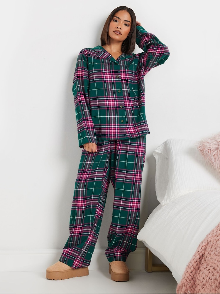 PixieGirl Petite Pink 100% Cotton Check Pyjamas Set - Image 5 of 6