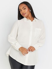 Yours Curve White Diamante Trickle Sleeve Shirt - Image 2 of 5