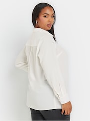 Yours Curve White Diamante Trickle Sleeve Shirt - Image 3 of 5