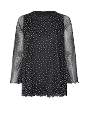 Yours Curve Black Mesh Flute Sleeve Top - Image 5 of 5