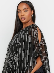 Yours Curve Black Drape Metallic Blouse - Image 4 of 6