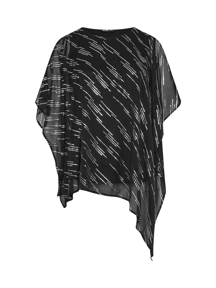Yours Curve Black Drape Metallic Blouse - Image 6 of 6