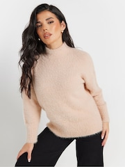 PixieGirl Petite Pink Fluffy Crew Neck Jumper - Image 1 of 5