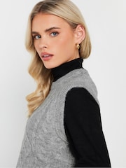 PixieGirl Petite Grey Cable Knit Vest Top - Image 4 of 5