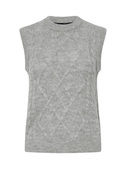 PixieGirl Petite Grey Cable Knit Vest Top - Image 5 of 5