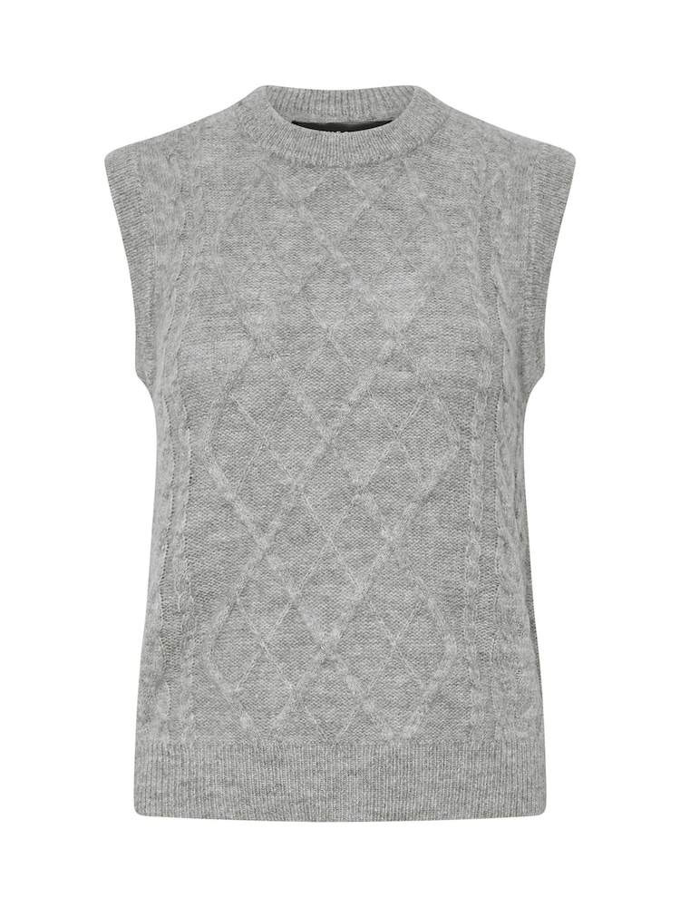 PixieGirl Petite Grey Cable Knit Vest Top - Image 5 of 5
