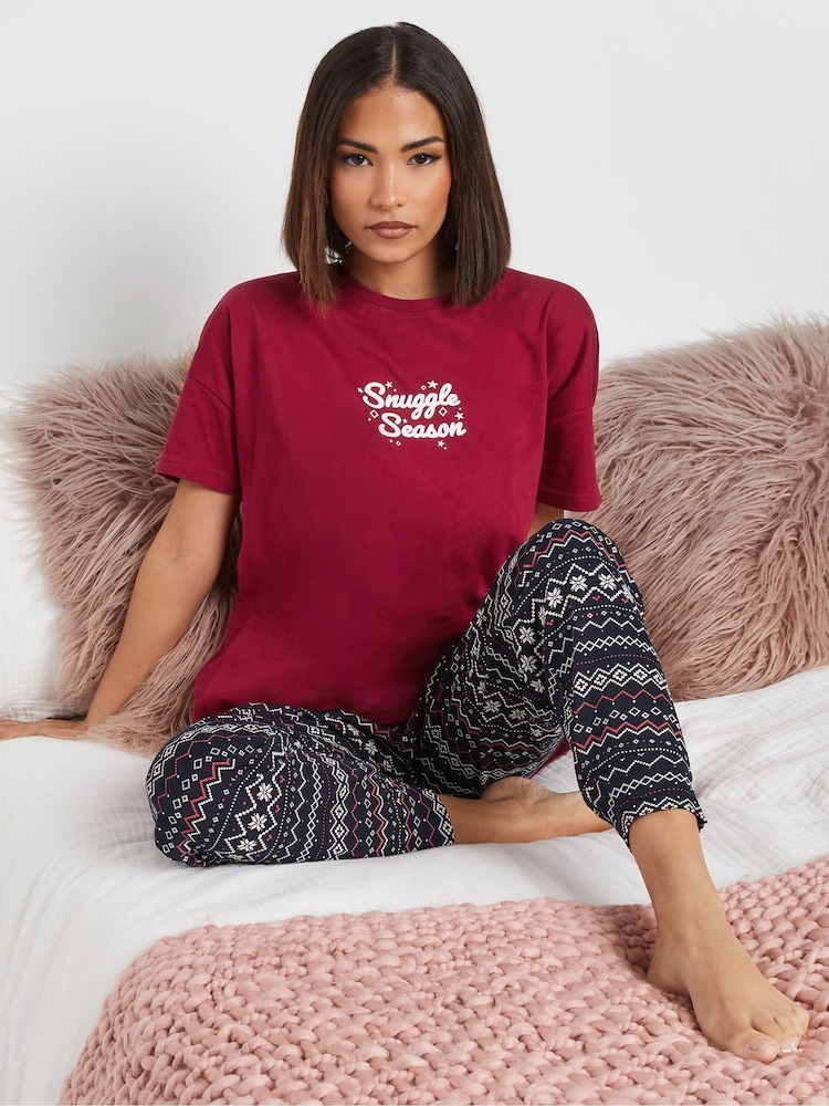 طقم بيجامة قطن 100% بكُم قصير وأساور كاحل مزيّنة بأشكال هندسية ملونة من PixieGirl Petite - صورة 2 من 5