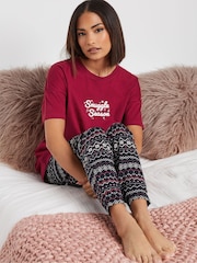 طقم بيجامة قطن 100% بكُم قصير وأساور كاحل مزيّنة بأشكال هندسية ملونة من PixieGirl Petite - صورة 4 من 5