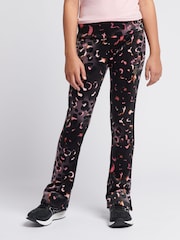 Juicy Couture Black Girls Velour Leopard Print Deep Waistband Joggers - Image 1 of 9