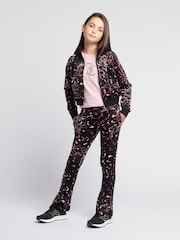 Juicy Couture Black Girls Velour Leopard Print Deep Waistband Joggers - Image 4 of 9