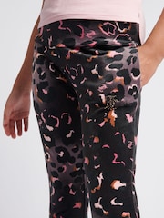 Juicy Couture Black Girls Velour Leopard Print Deep Waistband Joggers - Image 5 of 9