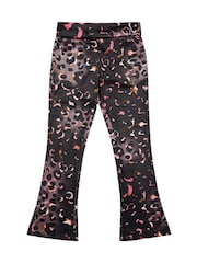 Juicy Couture Black Girls Velour Leopard Print Deep Waistband Joggers - Image 6 of 9