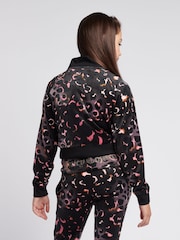 Juicy Couture Black Girls Velour Leopard Print Zip Thru Jacket - Image 2 of 6