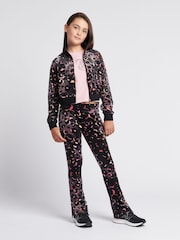 Juicy Couture Black Girls Velour Leopard Print Zip Thru Jacket - Image 3 of 6