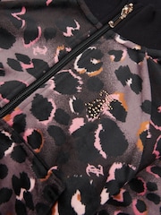 Juicy Couture Black Girls Velour Leopard Print Zip Thru Jacket - Image 6 of 6