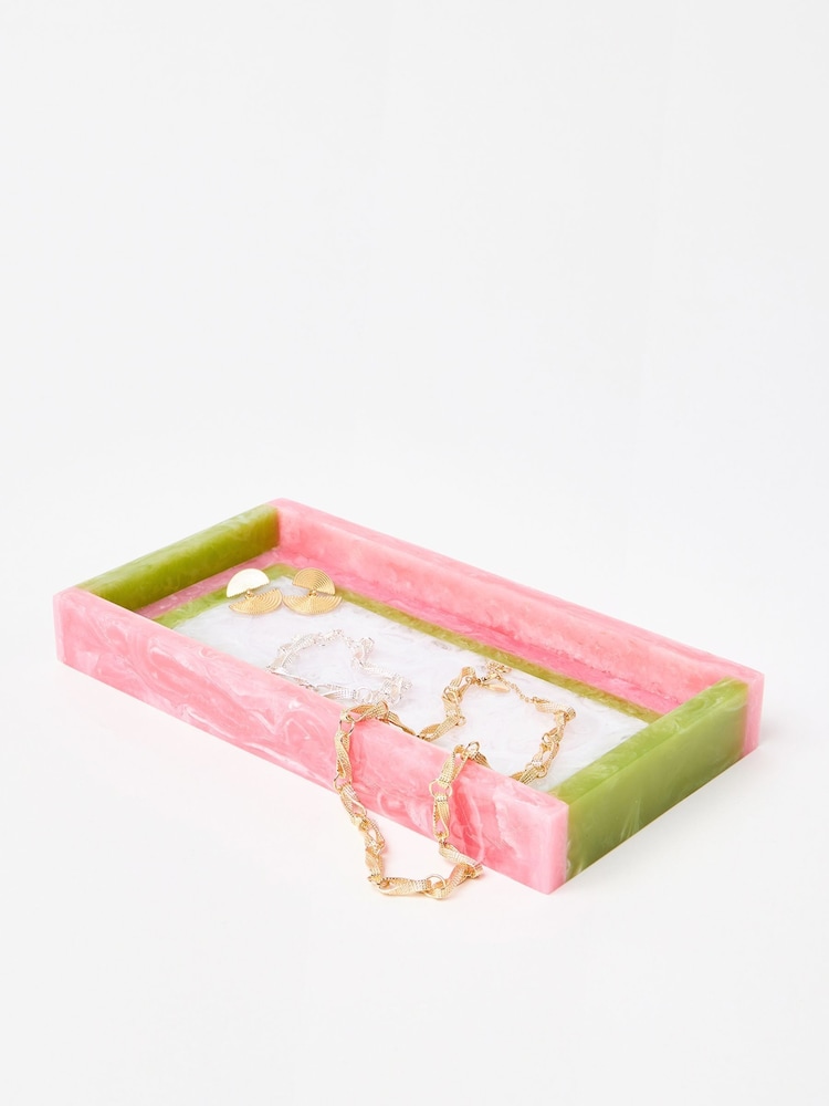 Oliver Bonas Pink Resin Colour Block Storage Tray - Image 2 of 3 Oliver Bonas Pink Resin Colour Block Storage Tray - Image 2 of 3