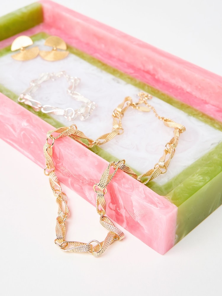Oliver Bonas Pink Resin Colour Block Storage Tray - Image 3 of 3 Oliver Bonas Pink Resin Colour Block Storage Tray - Image 3 of 3