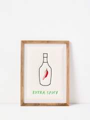 Oliver Bonas Multi Extra Spicy Embroidered Framed Wall Art - Image 1 of 4