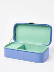 Oliver Bonas Blue Velvet Curved Jewellery Box Large - Image 2 of 4