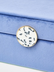 Oliver Bonas Blue Velvet Curved Jewellery Box Large - Image 4 of 4