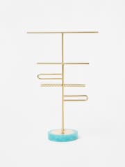 Oliver Bonas Blue Resin Gold Jewellery Stand - Image 1 of 4