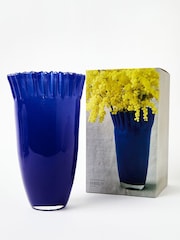 Oliver Bonas Blue Sibilo Pleated Glass Vase - Image 1 of 4