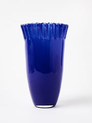 Oliver Bonas Blue Sibilo Pleated Glass Vase - Image 2 of 4