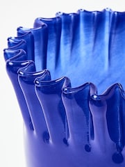 Oliver Bonas Blue Sibilo Pleated Glass Vase - Image 3 of 4