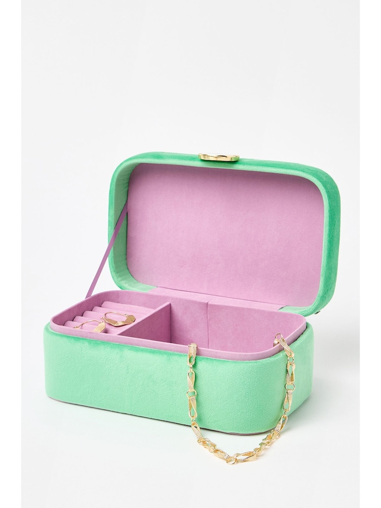 Oliver Bonas Green Velvet Curved Jewellery Box Medium - Image 2 of 4