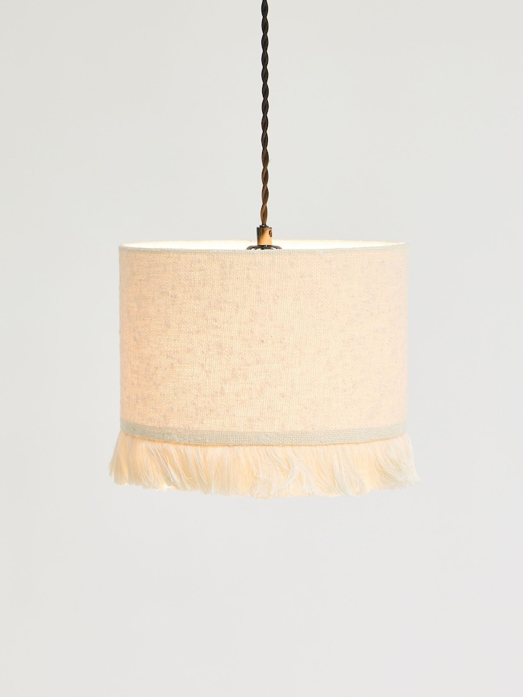 Oliver Bonas Multi Alma Boucle & Tassel Drum Pendant Lamp Shade Small - Image 1 of 3 Oliver Bonas Multi Alma Boucle & Tassel Drum Pendant Lamp Shade Small - Image 1 of 3