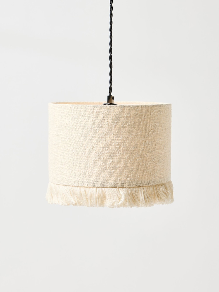 Oliver Bonas Multi Alma Boucle & Tassel Drum Pendant Lamp Shade Small - Image 2 of 3 Oliver Bonas Multi Alma Boucle & Tassel Drum Pendant Lamp Shade Small - Image 2 of 3