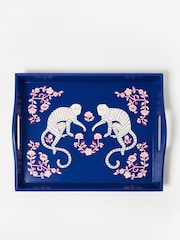 Oliver Bonas Blue Morris Monkey Hand Painted Tray - Image 2 of 4