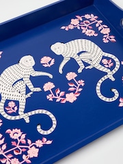 Oliver Bonas Blue Morris Monkey Hand Painted Tray - Image 4 of 4