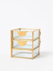 Oliver Bonas Gold Glass Swivel Tiered Jewellery Box - Image 2 of 4