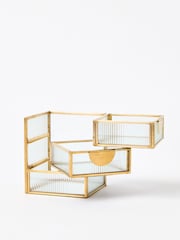 Oliver Bonas Gold Glass Swivel Tiered Jewellery Box - Image 3 of 4