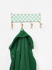 Oliver Bonas Green Chequerboard Resin Multi Wall Storage Hook - Image 1 of 4